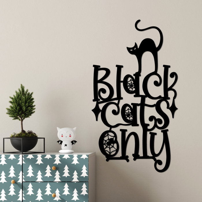 Wallity Cat 8 Escultura de Pared de Metal Negra